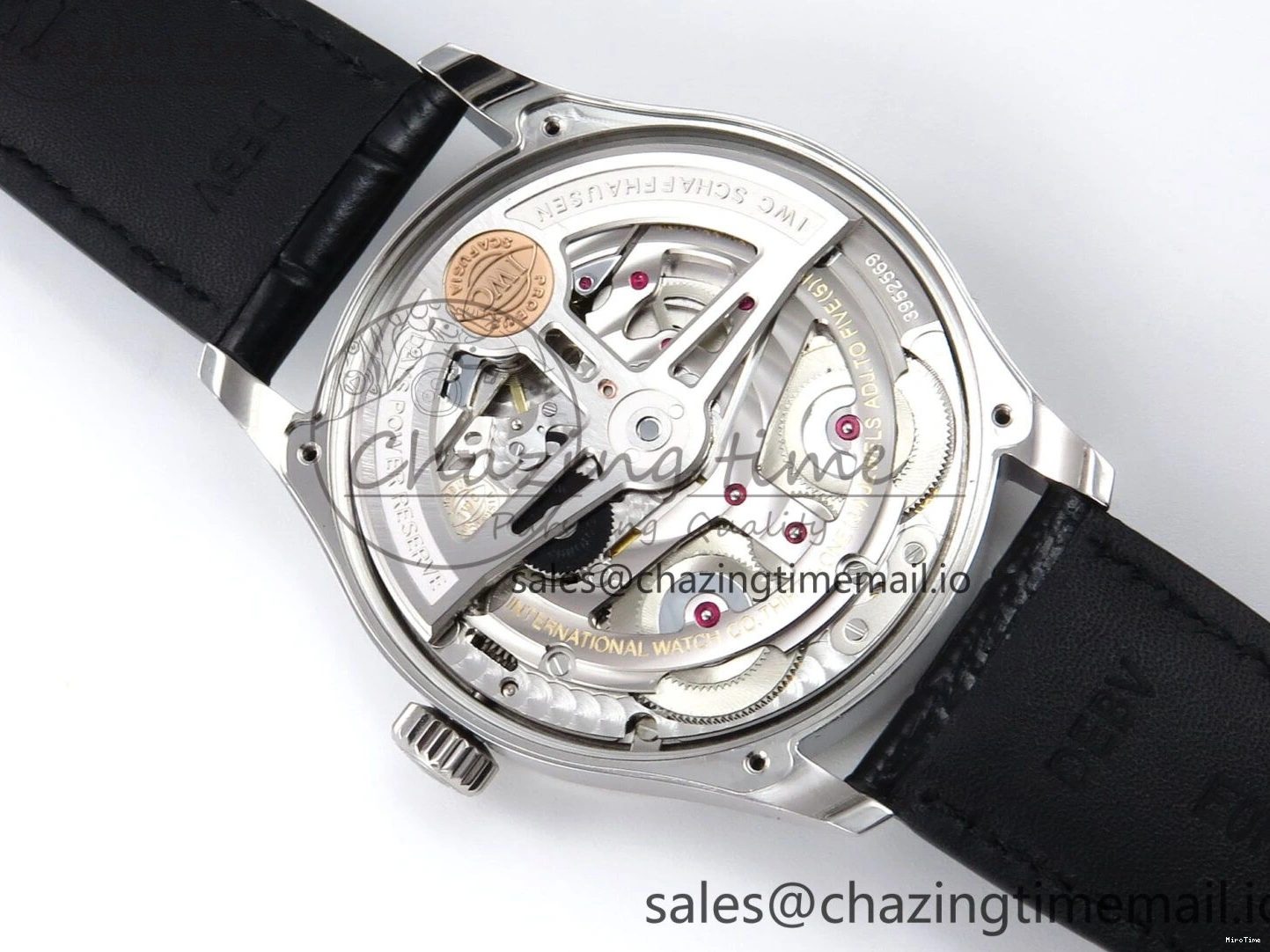 MIROTIME 0214 OnTrend Portugieser Automatic 42mm SS APSF 1:1 Best Edition White RG Dial on Black Leather Strap A 7010